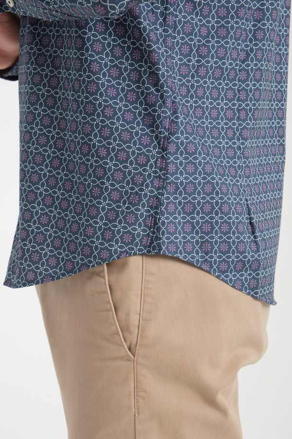 Marco Polo Iconic Herren Hemd Poplin Stretch Blau Weiss