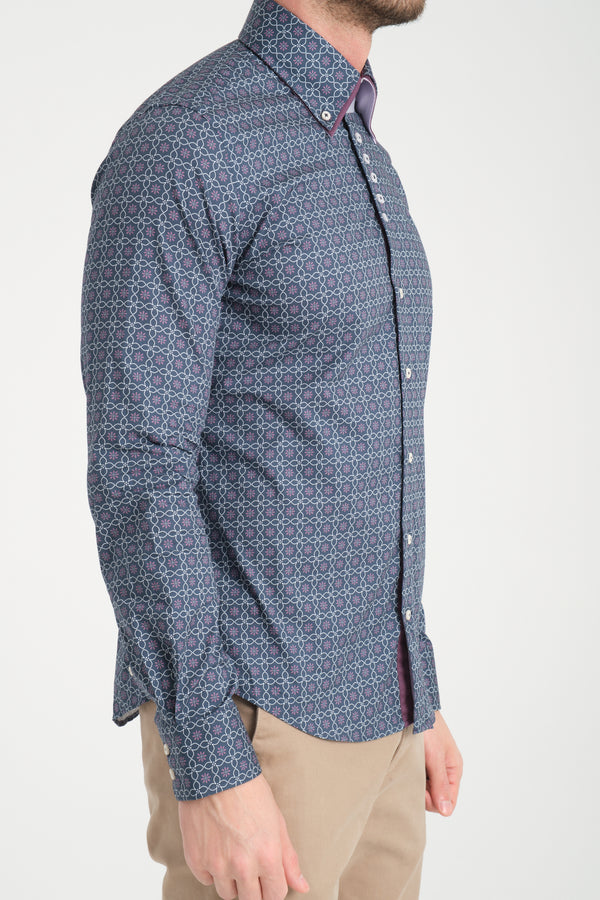 Marco Polo Iconic Herren Hemd Poplin Stretch Blau Weiss