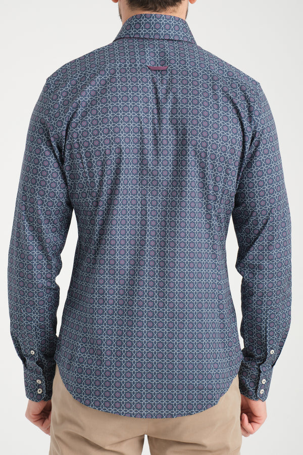 Marco Polo Iconic Herren Hemd Poplin Stretch Blau Weiss