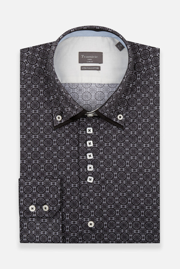 Marco Polo Iconic Herren Hemd Poplin Stretch Schwarz Weiss