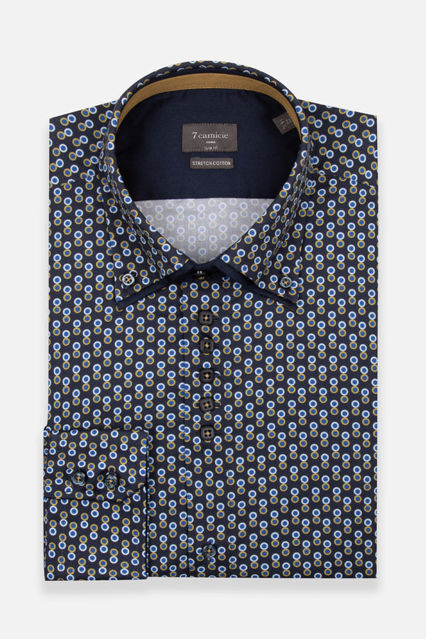 Chemise Homme Marco Polo Iconic Popelin Stretch Bleu Jaune