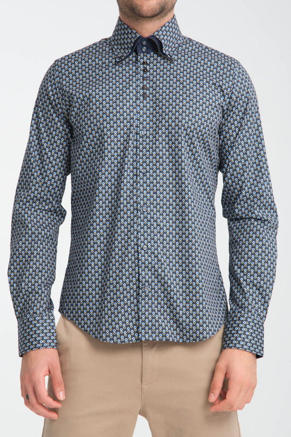 Chemise Homme Marco Polo Iconic Popelin Stretch Bleu Jaune