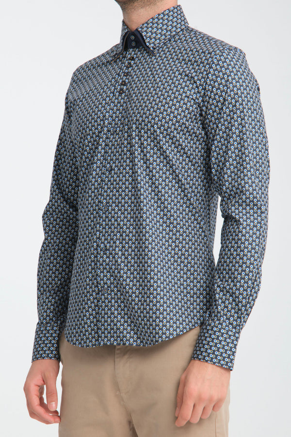 Chemise Homme Marco Polo Iconic Popelin Stretch Bleu Jaune