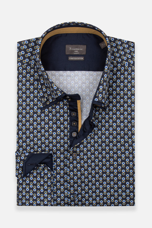 Chemise Homme Marco Polo Iconic Popelin Stretch Bleu Jaune