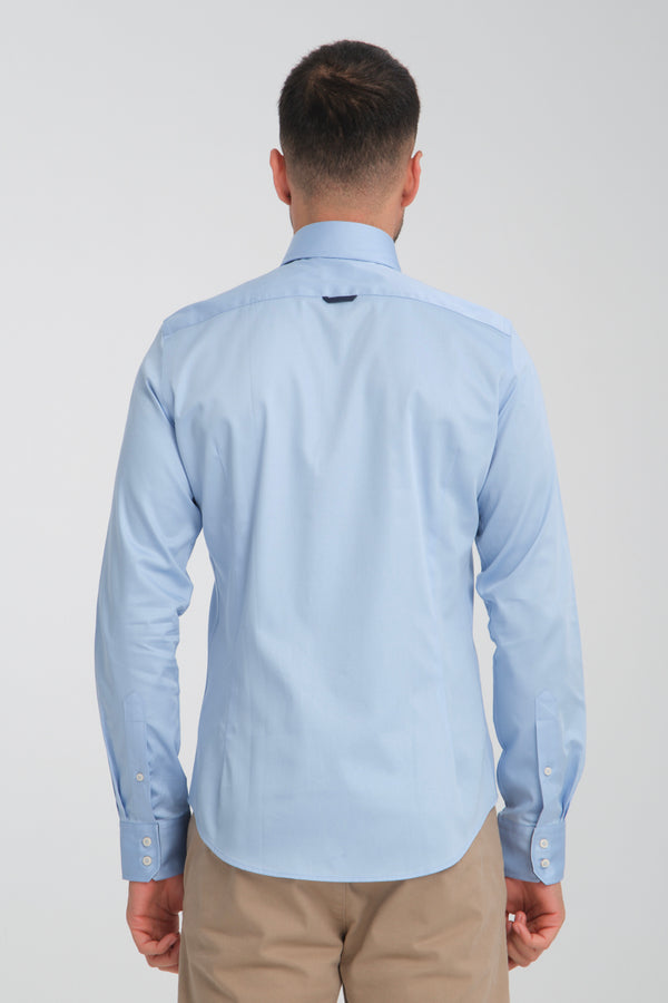 Marco Polo Iconic Satin Man Shirt Light Blue