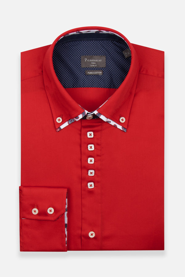 Chemise Homme Marco Polo Iconic Satin Rouge