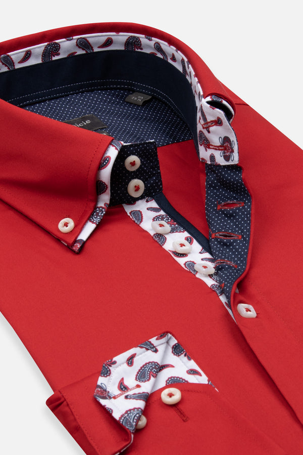 Chemise Homme Marco Polo Iconic Satin Rouge
