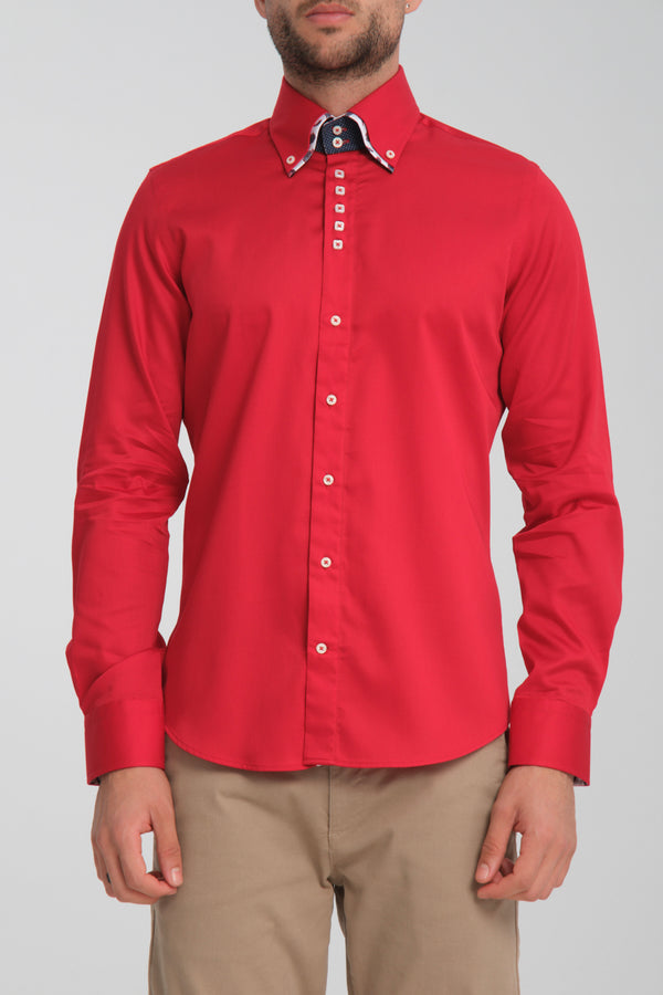 Chemise Homme Marco Polo Iconic Satin Rouge