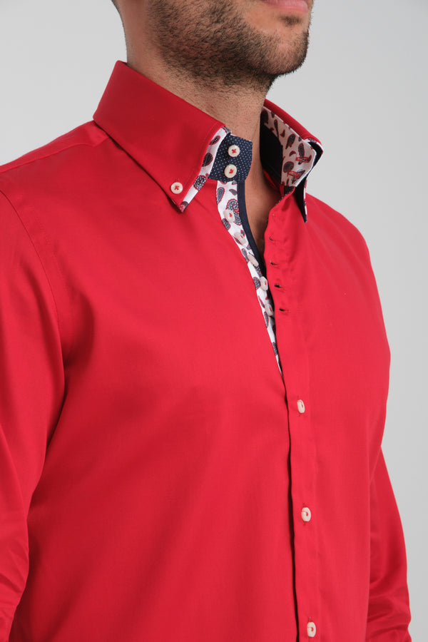 Chemise Homme Marco Polo Iconic Satin Rouge