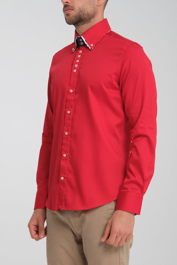 Chemise Homme Marco Polo Iconic Satin Rouge