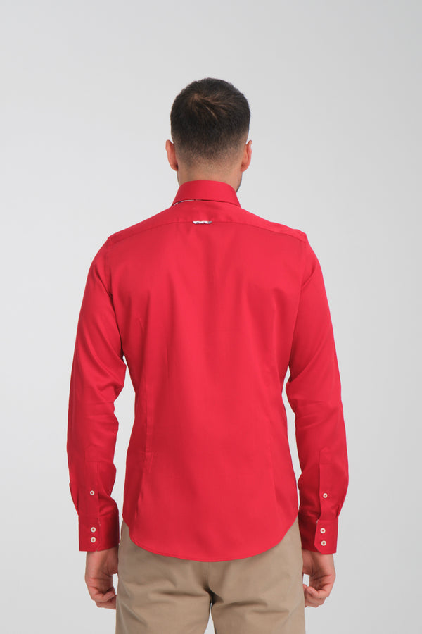 Chemise Homme Marco Polo Iconic Satin Rouge