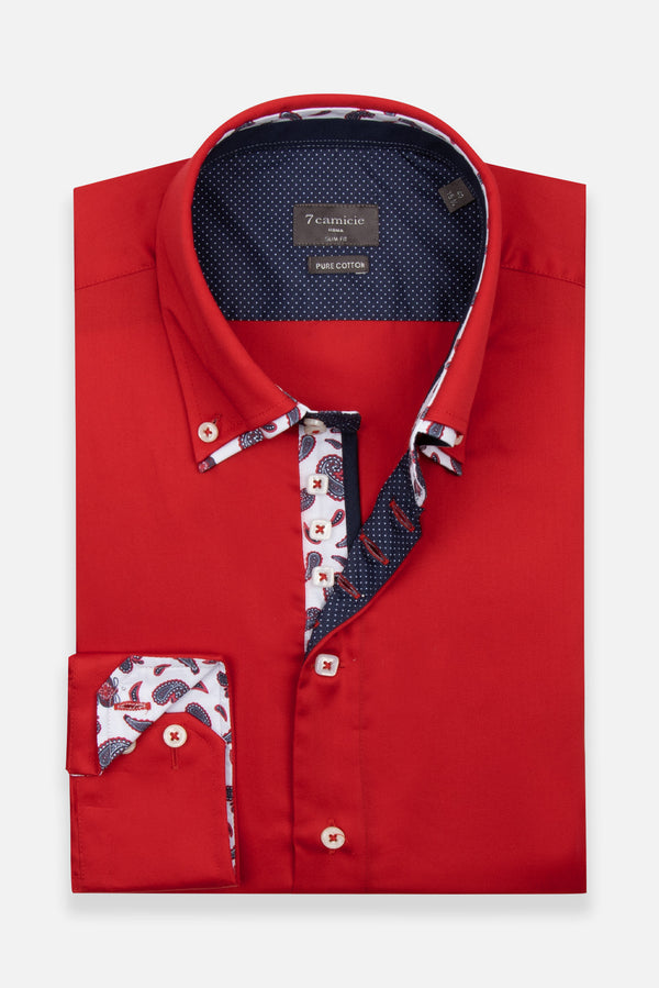 Chemise Homme Marco Polo Iconic Satin Rouge
