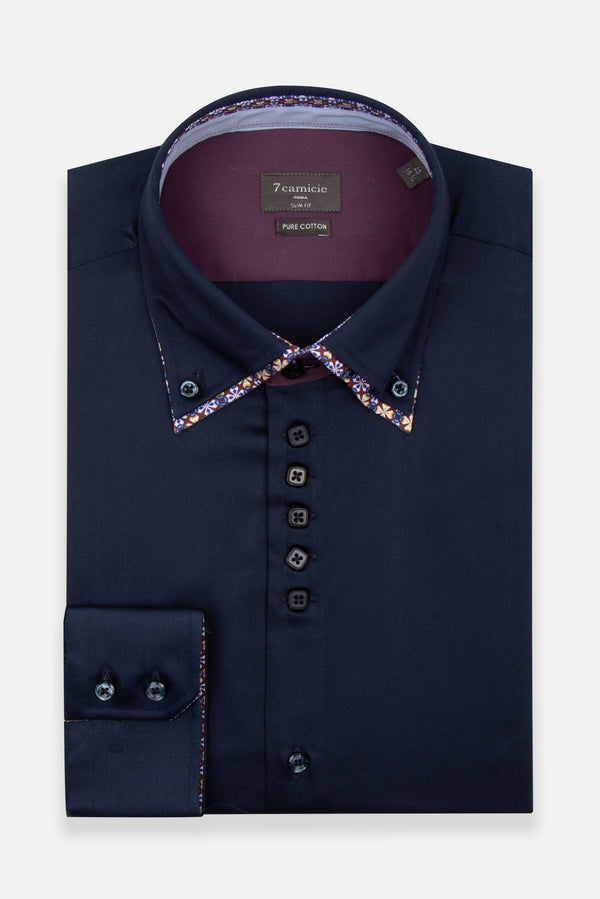 Camisa Hombre Marco Polo Iconic Satin Azul
