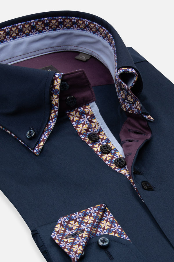Camisa Hombre Marco Polo Iconic Satin Azul