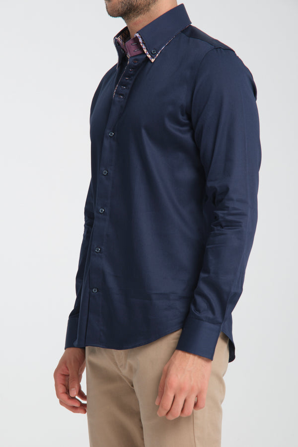 Camisa Hombre Marco Polo Iconic Satin Azul