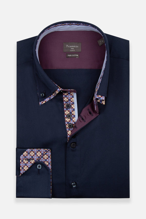 Camisa Hombre Marco Polo Iconic Satin Azul