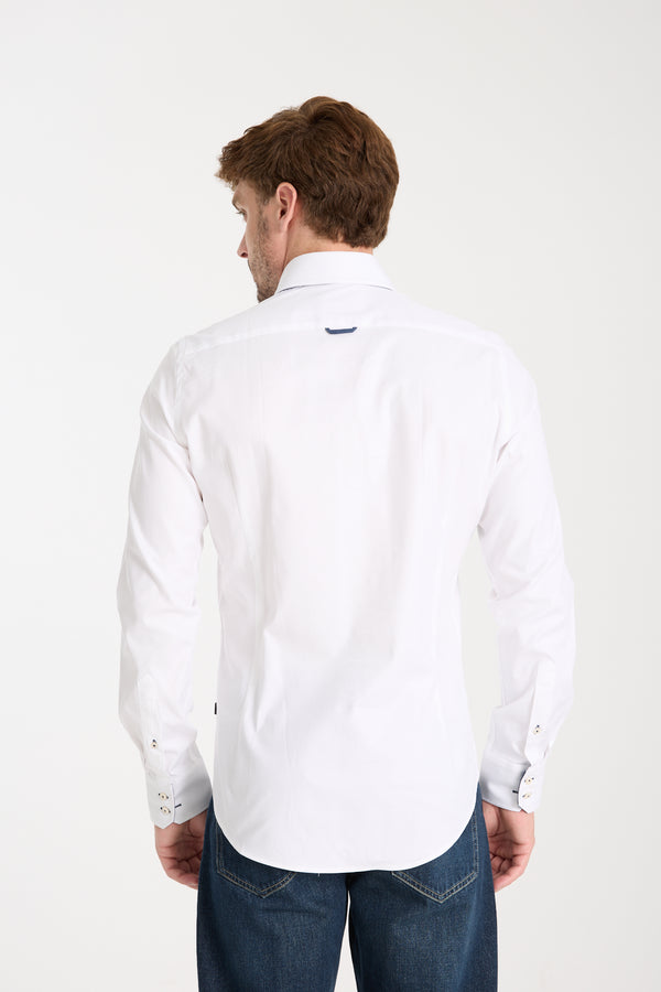 Camisa Hombre Marco Polo Iconic Jacquard Blanco Blanco