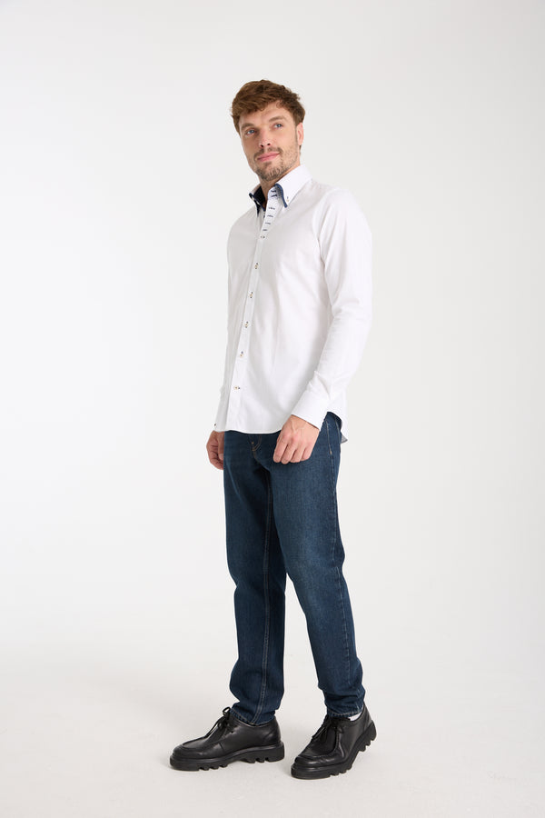 Camisa Hombre Marco Polo Iconic Jacquard Blanco Blanco