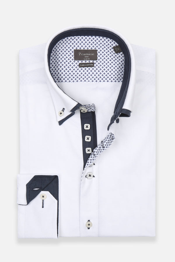 Camisa Hombre Marco Polo Iconic Jacquard Blanco Blanco