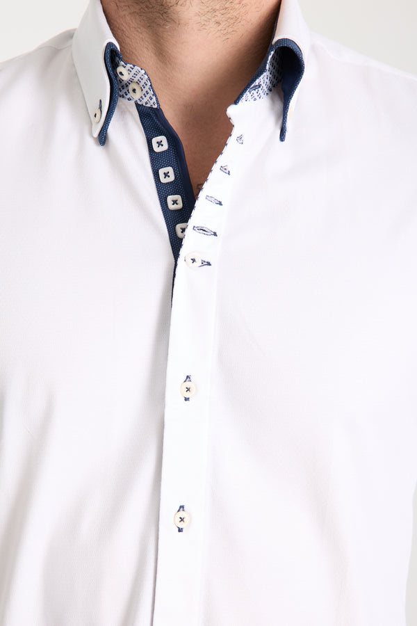 Camisa Hombre Marco Polo Iconic Jacquard Blanco Blanco