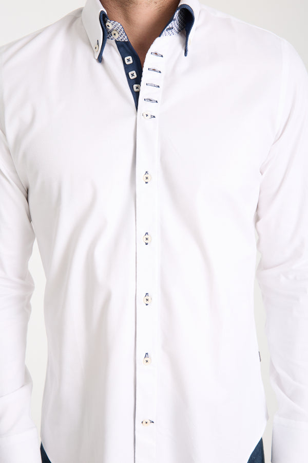 Camisa Hombre Marco Polo Iconic Jacquard Blanco Blanco