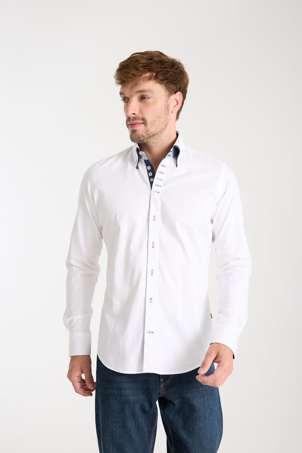 Camisa Hombre Marco Polo Iconic Jacquard Blanco Blanco