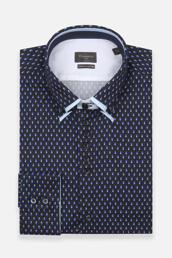 Marco Polo Iconic Poplin Stretch Man Shirt Blue Light Blue