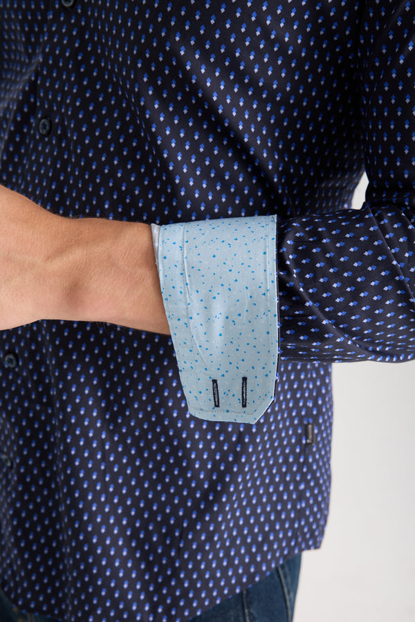 Marco Polo Iconic Poplin Stretch Man Shirt Blue Light Blue