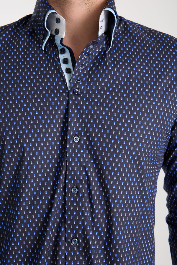 Marco Polo Iconic Poplin Stretch Man Shirt Blue Light Blue