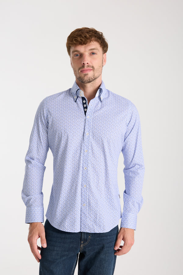 Marco Polo Iconic Poplin Stretch Man Shirt White Light Blue