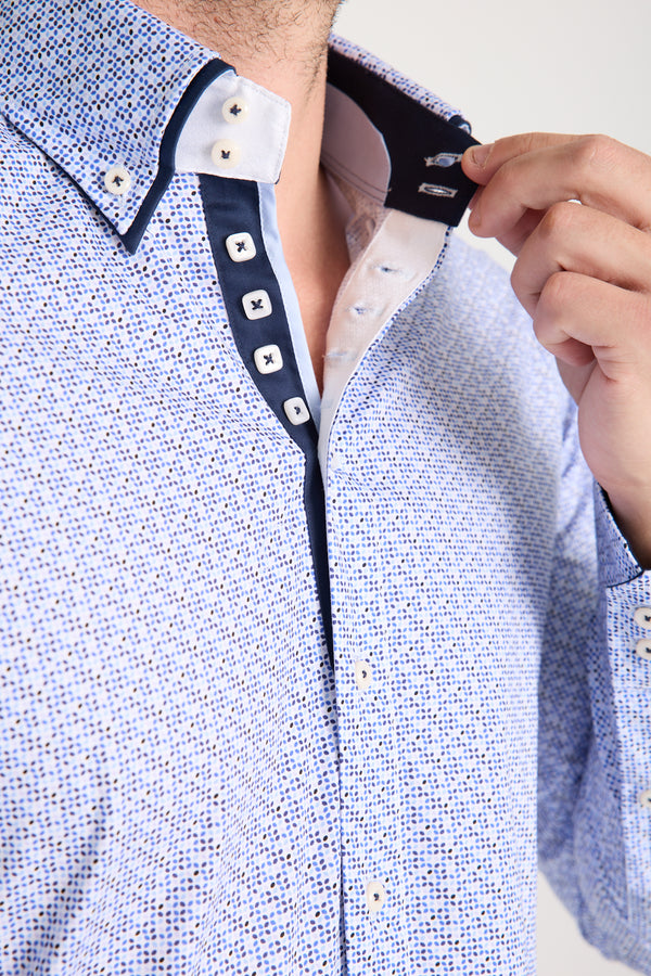 Marco Polo Iconic Poplin Stretch Man Shirt White Light Blue