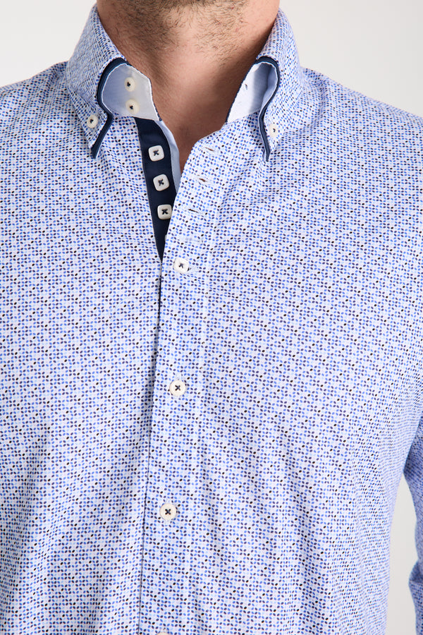 Marco Polo Iconic Poplin Stretch Man Shirt White Light Blue