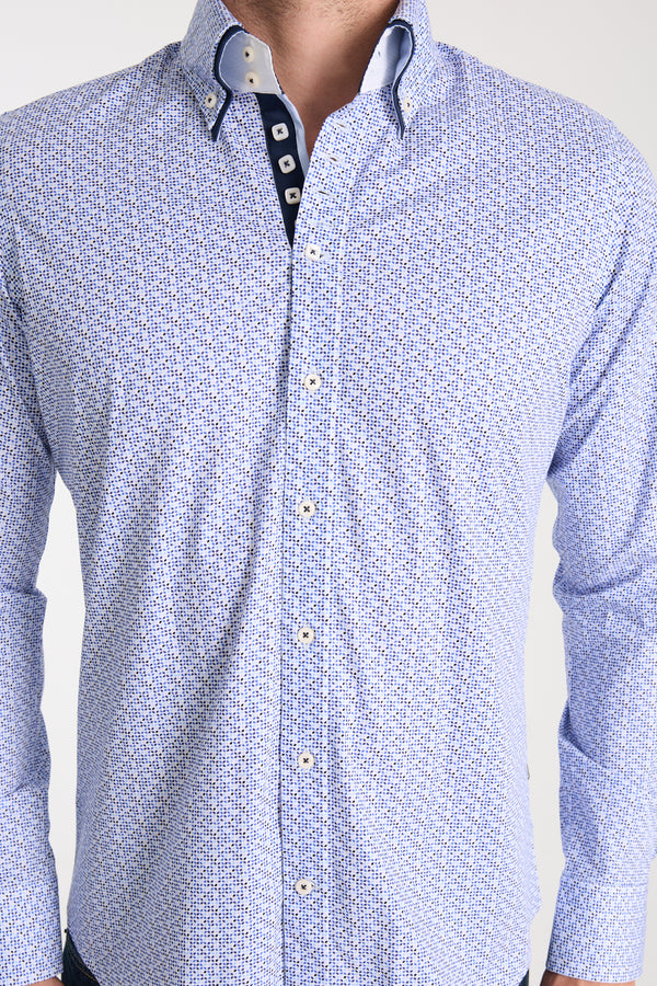 Marco Polo Iconic Poplin Stretch Man Shirt White Light Blue