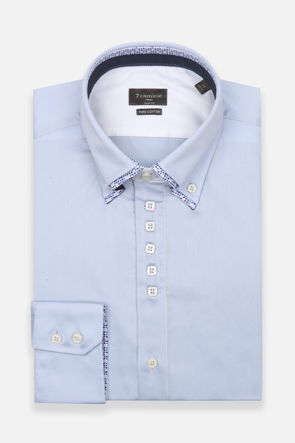 Marco Polo Iconic Satin Man Shirt Light Blue