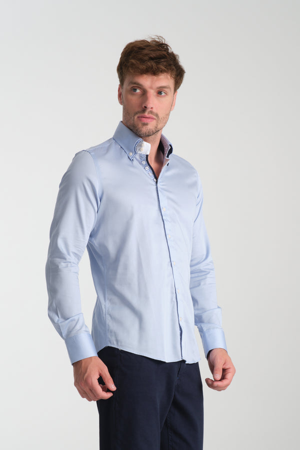 Marco Polo Iconic Satin Man Shirt Light Blue
