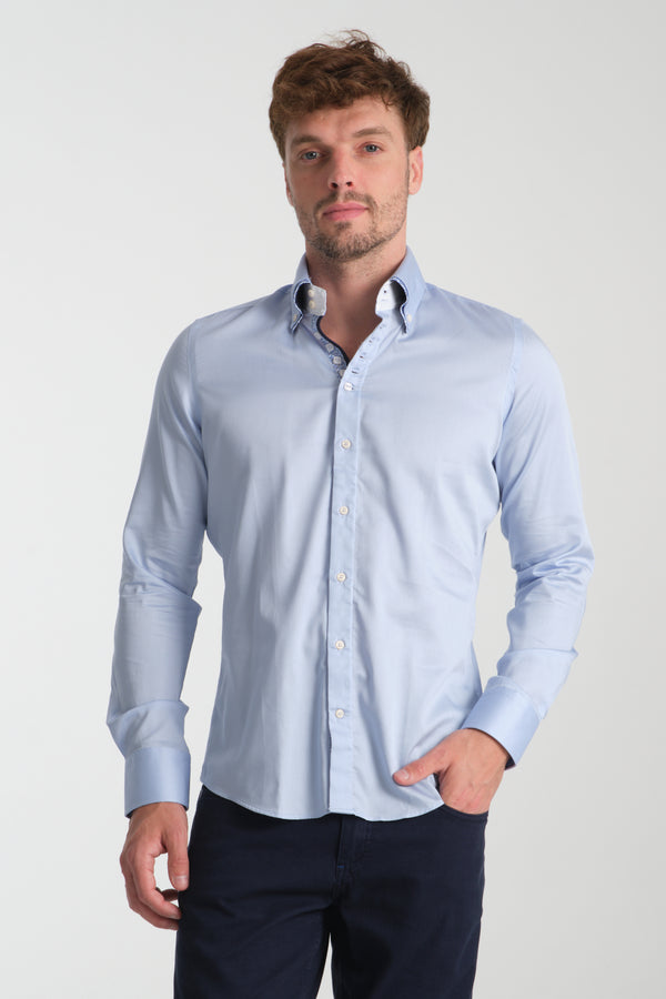 Marco Polo Iconic Satin Man Shirt Light Blue