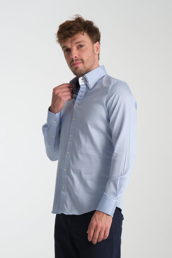 Marco Polo Iconic Satin Man Shirt Light Blue