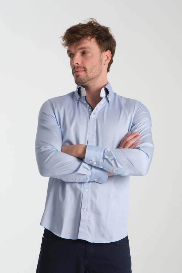 Marco Polo Iconic Satin Man Shirt Light Blue