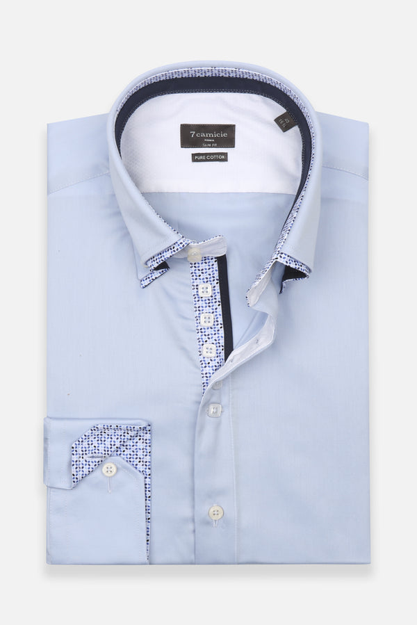 Marco Polo Iconic Satin Man Shirt Light Blue