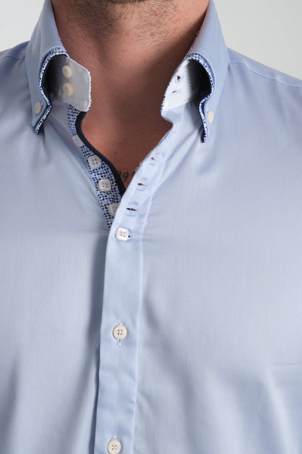 Marco Polo Iconic Satin Man Shirt Light Blue