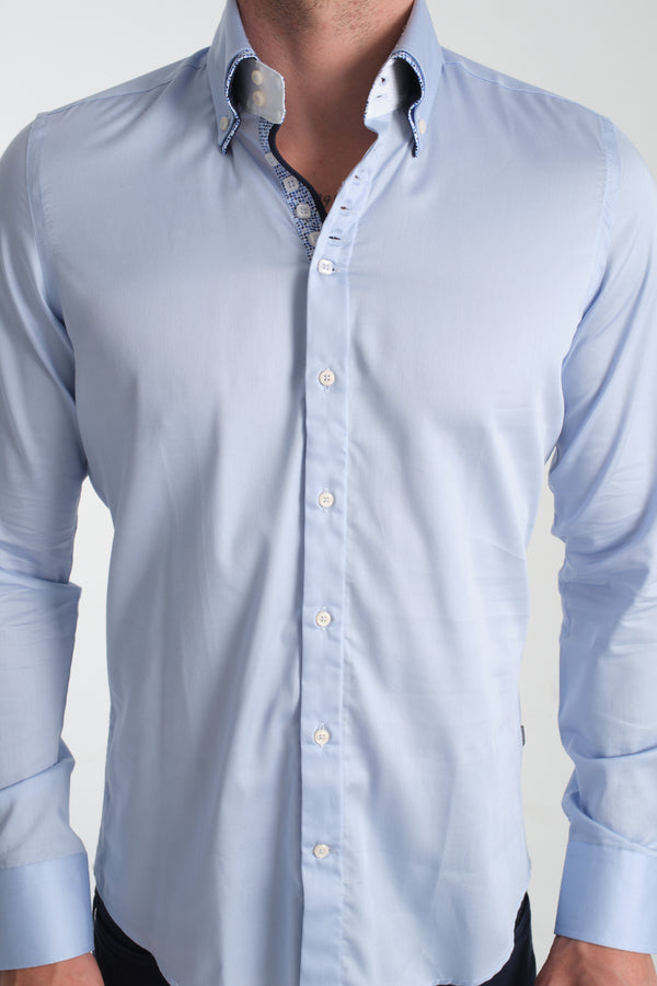 Marco Polo Iconic Satin Man Shirt Light Blue