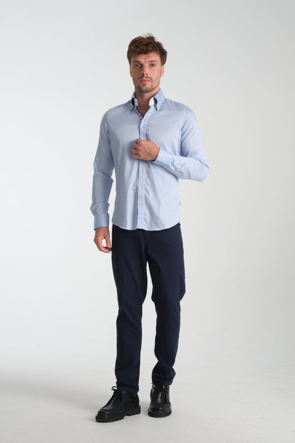 Marco Polo Iconic Satin Man Shirt Light Blue