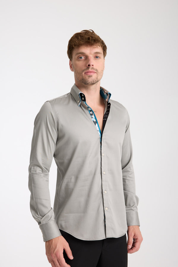 Marco Polo Iconic Herren Hemd Satin Hellgrau