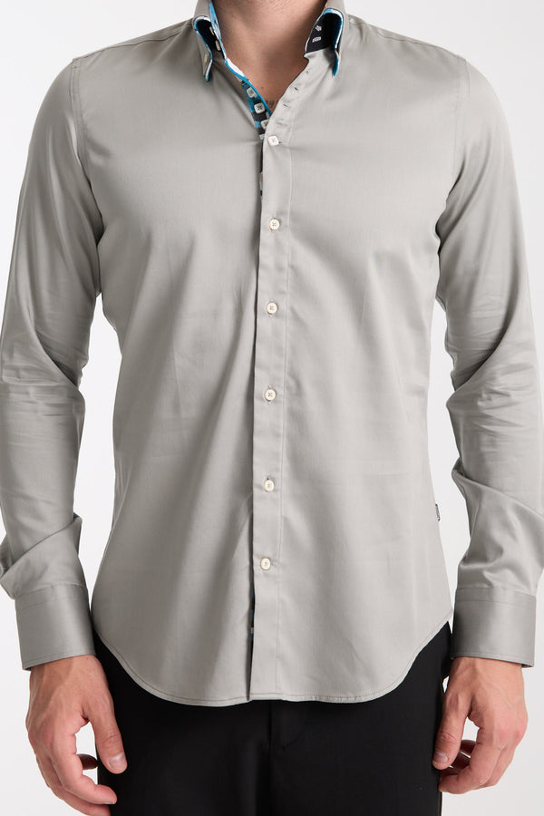 Marco Polo Iconic Herren Hemd Satin Hellgrau