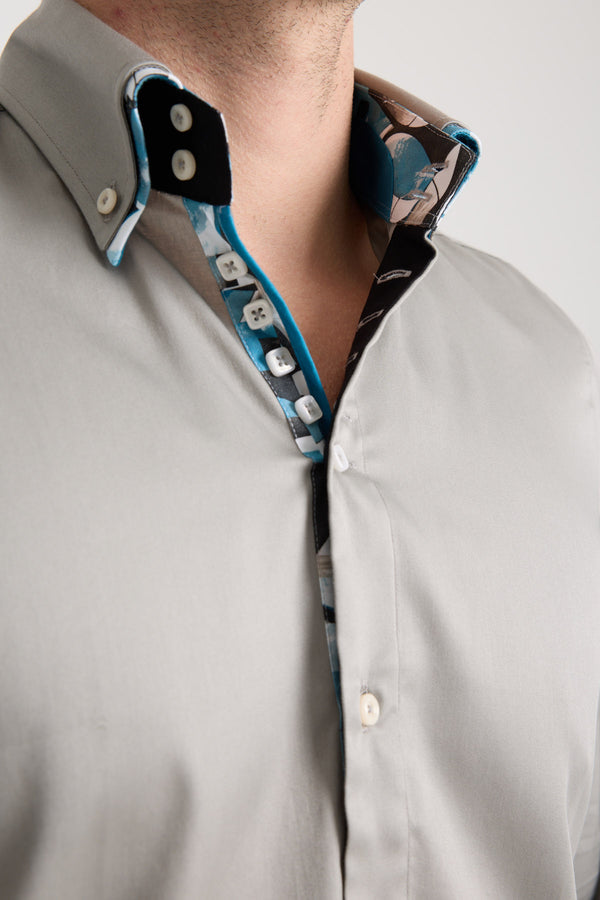 Marco Polo Iconic Herren Hemd Satin Hellgrau