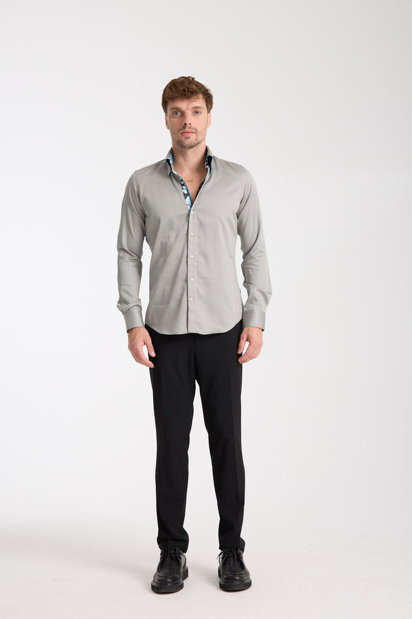 Marco Polo Iconic Herren Hemd Satin Hellgrau