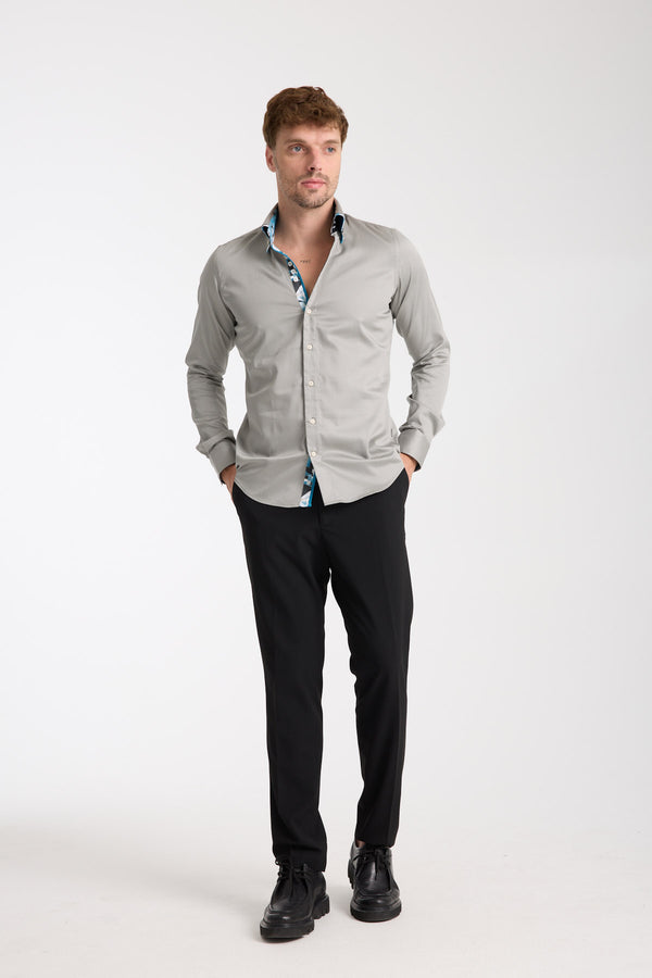 Marco Polo Iconic Herren Hemd Satin Hellgrau