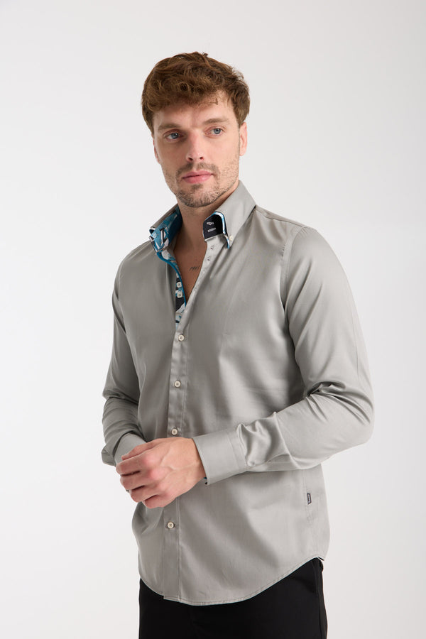 Marco Polo Iconic Herren Hemd Satin Hellgrau