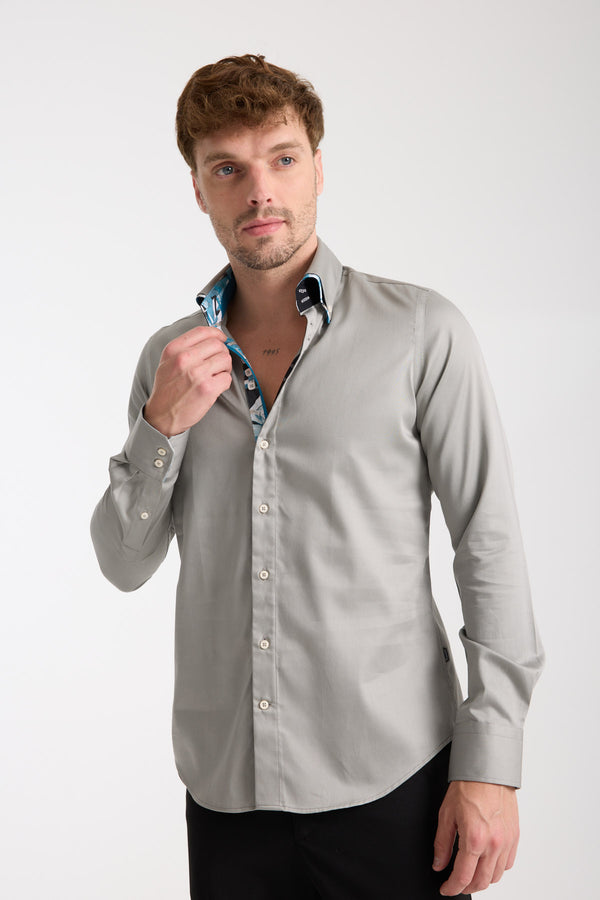 Marco Polo Iconic Herren Hemd Satin Hellgrau