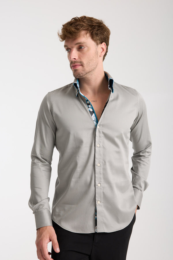 Marco Polo Iconic Herren Hemd Satin Hellgrau